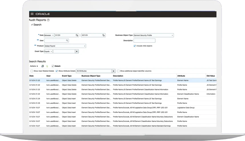 Oracle Cloud HCM dashboards on laptop and mobile