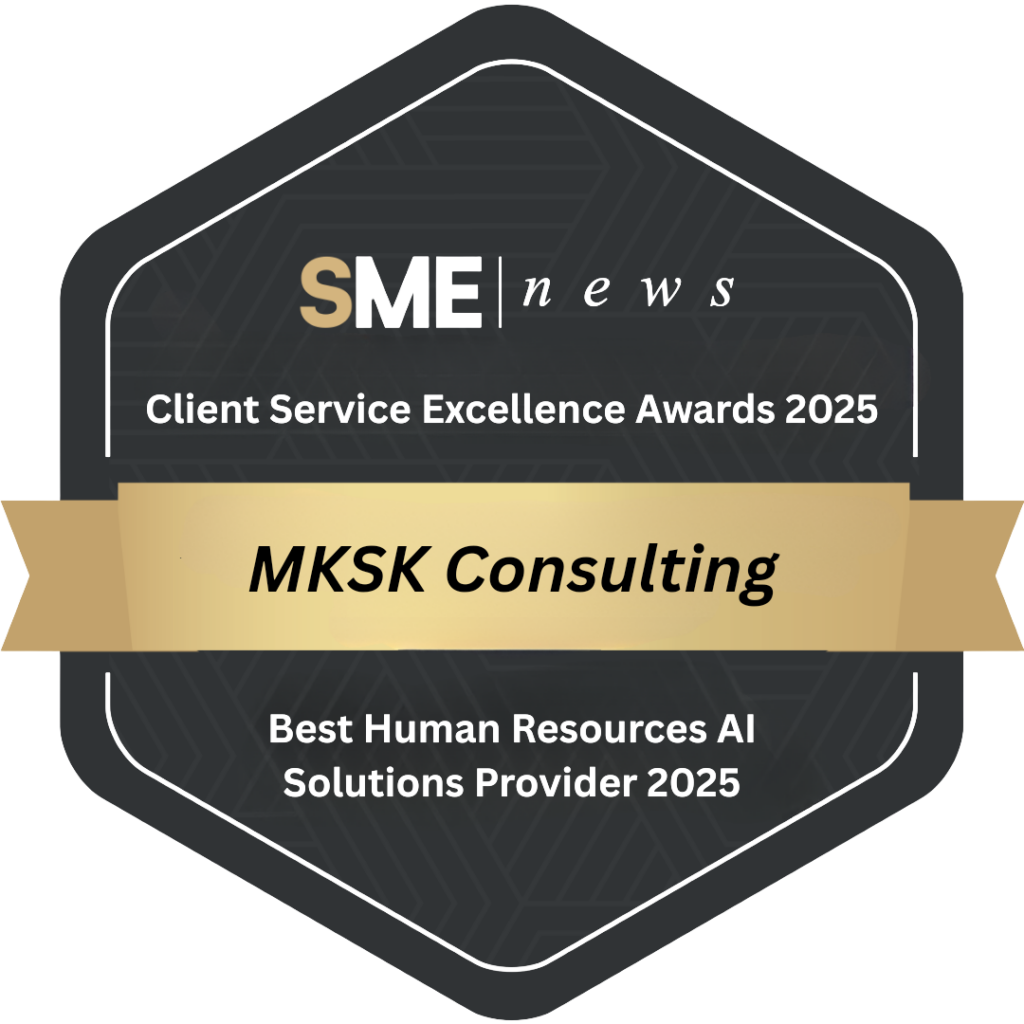 Awards 3 SME News Client Service Excellence Awards 2025 badge: MKSK Consulting, Best Human Resources AI Solutions Provider 2025