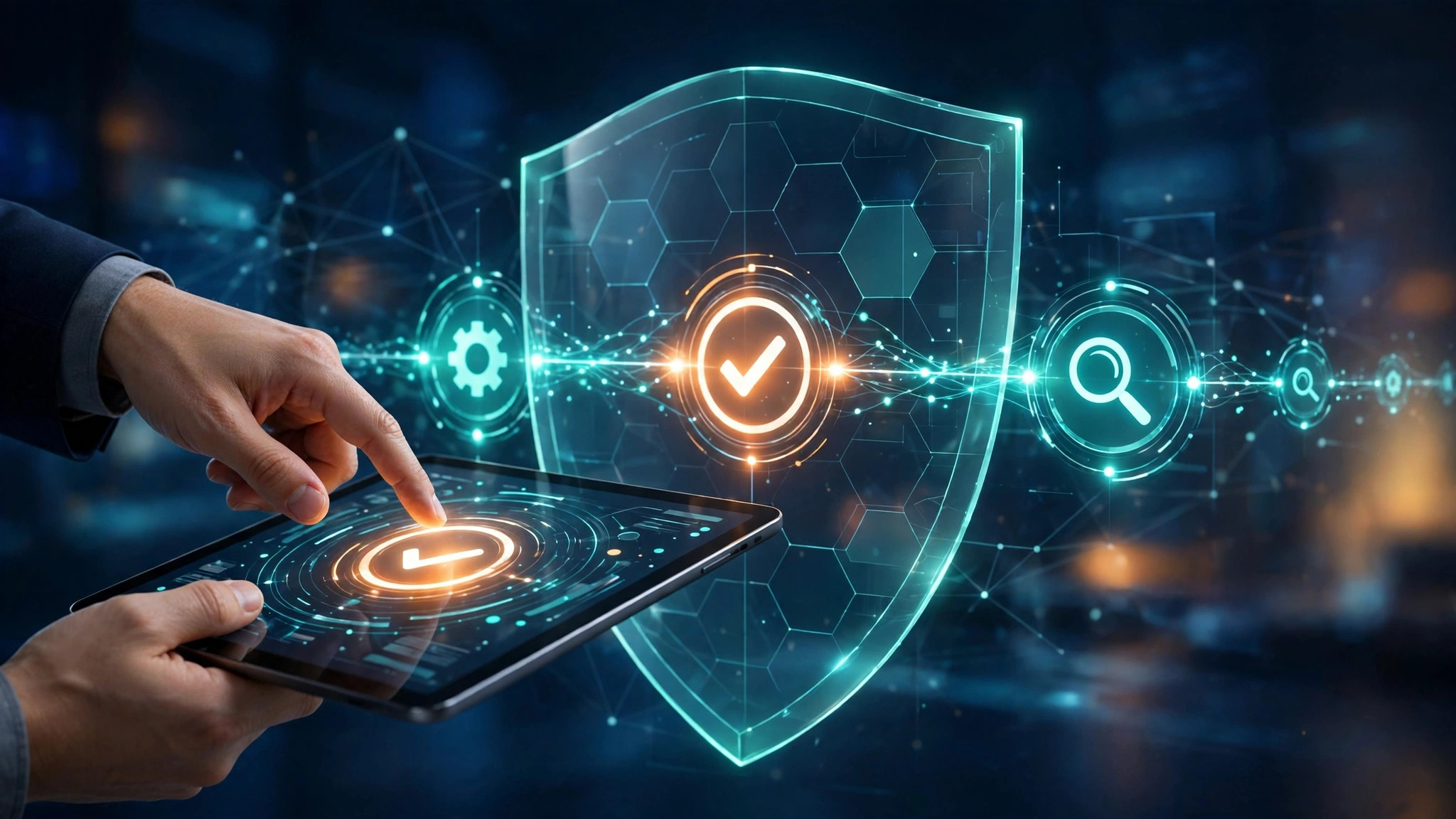 Oracle Fusion Claw in HCM: AI That Does the Work, Under Rules HR Sets 2 Human approval of a governed AI workflow, shown as a digital shield and audit check